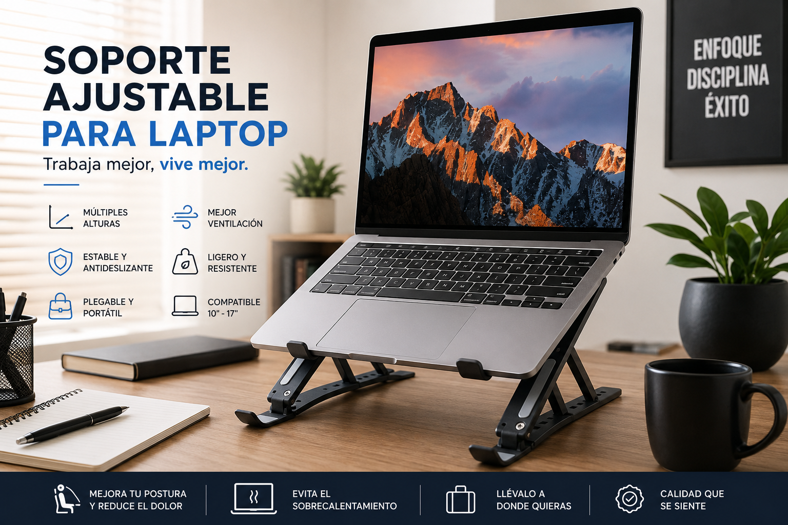 SOPORTE AJUSTABLE Y PLEGABLE PARA LAPTOP